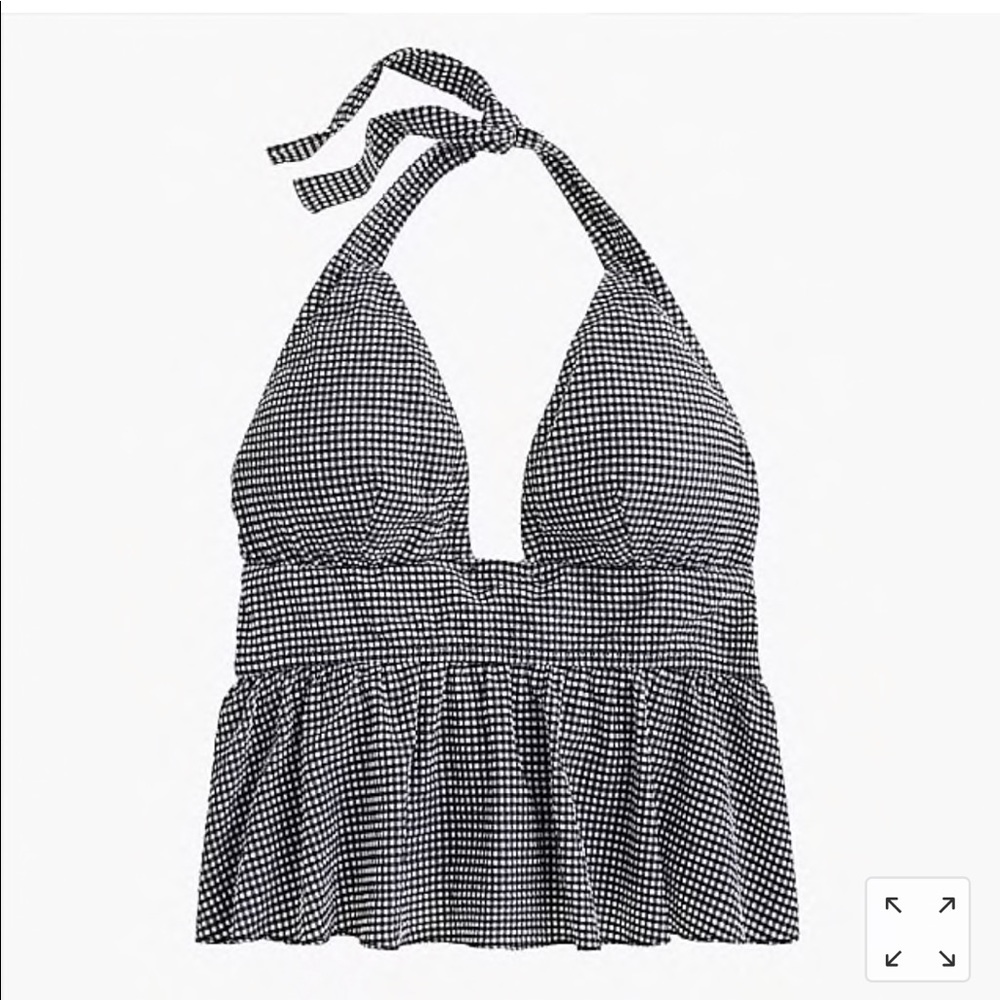 J Crew Halter Peplum Tankini Top in Tiny Gingham